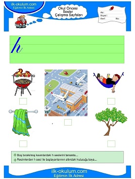 Çocuklar İçin H Sesi Çalışma Sayfaları 